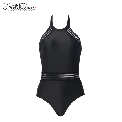 High neck one piece swim suit for women