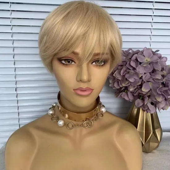 Budget-Friendly Sale: Discover Affordable Machine-Made Medium-Length Blonde Straight BOB Pixie Cut Wigs for Ladies
