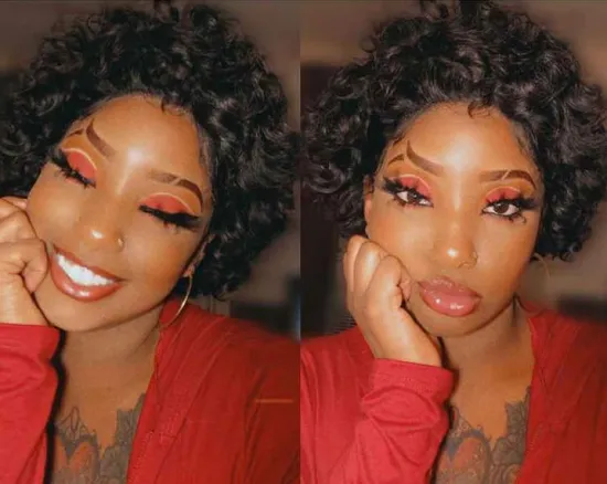 Wholesale Cheap Colored Short Curly Ombre Ready To Ship Natural Perruque Pixie Cut Lace Frontal Wigs 100% Virgin Human Hair Wigs
