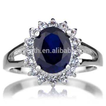 Gorgeous Design Blue Sapphire CZ Diamond Engagement Ring- Comparable Kate Middleton Ring