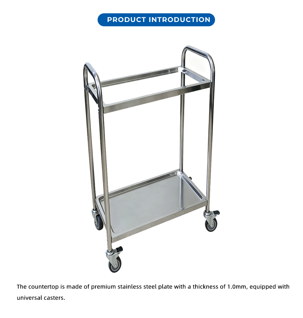 Stainless Steel 2-Tier Utility Cart with Lockable Wheels X