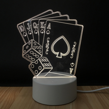 Luce notturna a led illusione 3D - Lampada a forma di dadi da poker