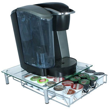 Coffee Storage Drawer Holder with Tempered Glass, 25 K Cup Capacity, Space Saving Single Drawer