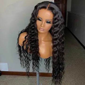 Cheap Hair Deep Wave Virgin Cuticle Aligned 4*4 Closure Lace Front Wig Remy Brazilian Human Hair 4*4 Lace Wigs Deep Wave