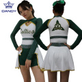 Custom white and green cheer uniforms