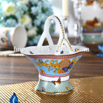 Fine New Bone China Luxury Butterfly Flower Basket of Song of Joy
