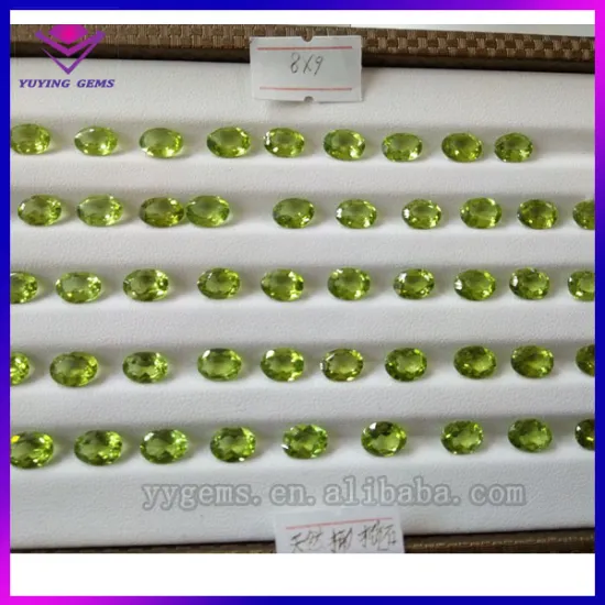 Wholesale price 8*6 mm Oval shaped facted natural gemstone rough peridot