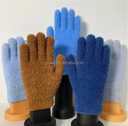 Durable Microfibre Plant Dusting Gloves with Coral Fleece Warm Mitt for Housework and Auto Dusting Cleaning