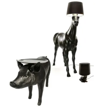 Modern E27 Resin+Fabric Covered Horse Floor Lamp for Hotels