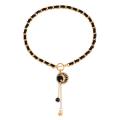 Fashion velvet choker necklace tiny tassel black necklace Star Charms Black Velvet Wrapped Gold Chain Choker & Tassel Necklace