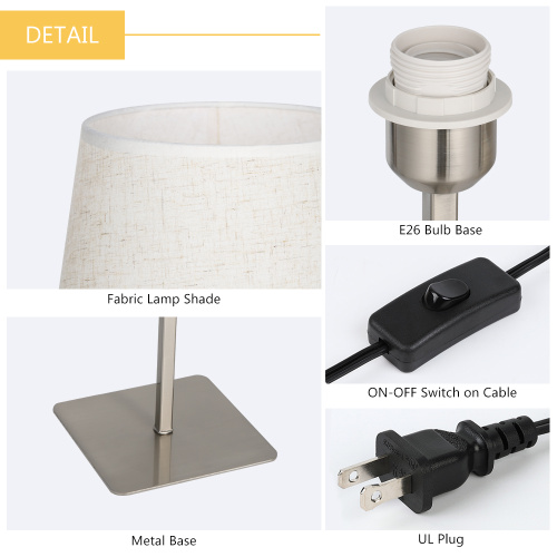 Set of 2 Metal Square Base Desk Lamp