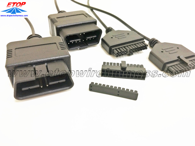 24V OBD2 إلى الموصلات الدقيقة صالح overmolding