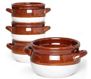 Customized French Onion Crocks: 20oz Onion Soup Crock Bowls with Two Handles