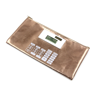 8 Digit Dual Power Colorful Leather Wallet Calculator