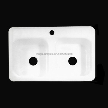 Deep Double Bowl Enamelled Cast Iron Kitchen Sink