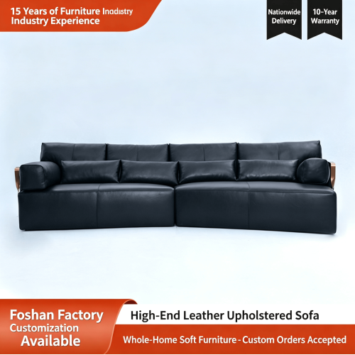 Sofa Kulit Hitam Mewah Itali