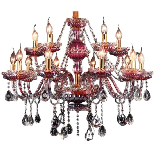 Purple Red Wine Crystal Chandelier Lights for Living Room and Bedroom - Modern Murano Glass Cristal Lustre