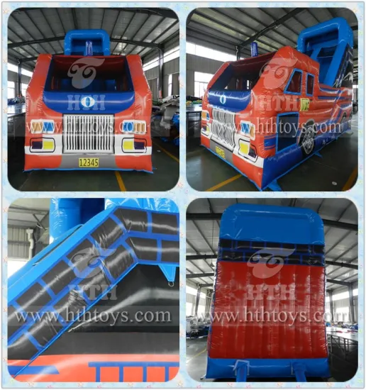 2016 New desigh fire truck inflatable bounce house