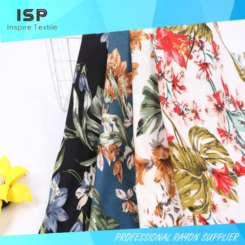 Tissus imprimés à 100% Viscose Moss Crepe