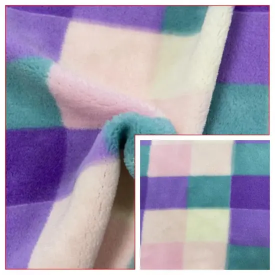 100%Polyester Coral Fleece with Chequer Printing Fabric