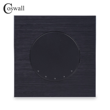 Coswall 1 Gang Reset Momentary Contact Switch Pulse Switch Push Button Wall Switch Black / Silver Grey Aluminum Metal Panel