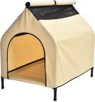 Elevated Cooling Pet Bed with Removable Canopy - Floral Pattern XL Dog Tent House