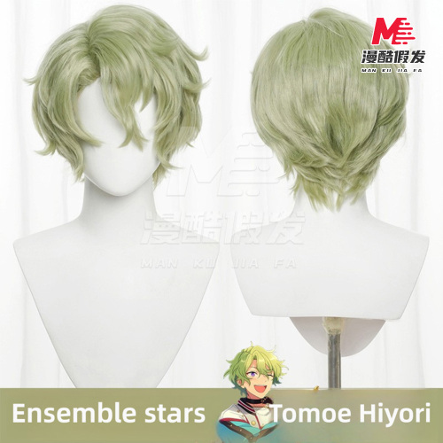 Tomoe Hiyori Matcha Tóc giả xoăn ngắn Cos