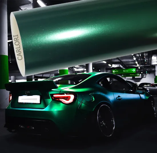satin metallic dark green car wrap vinyl