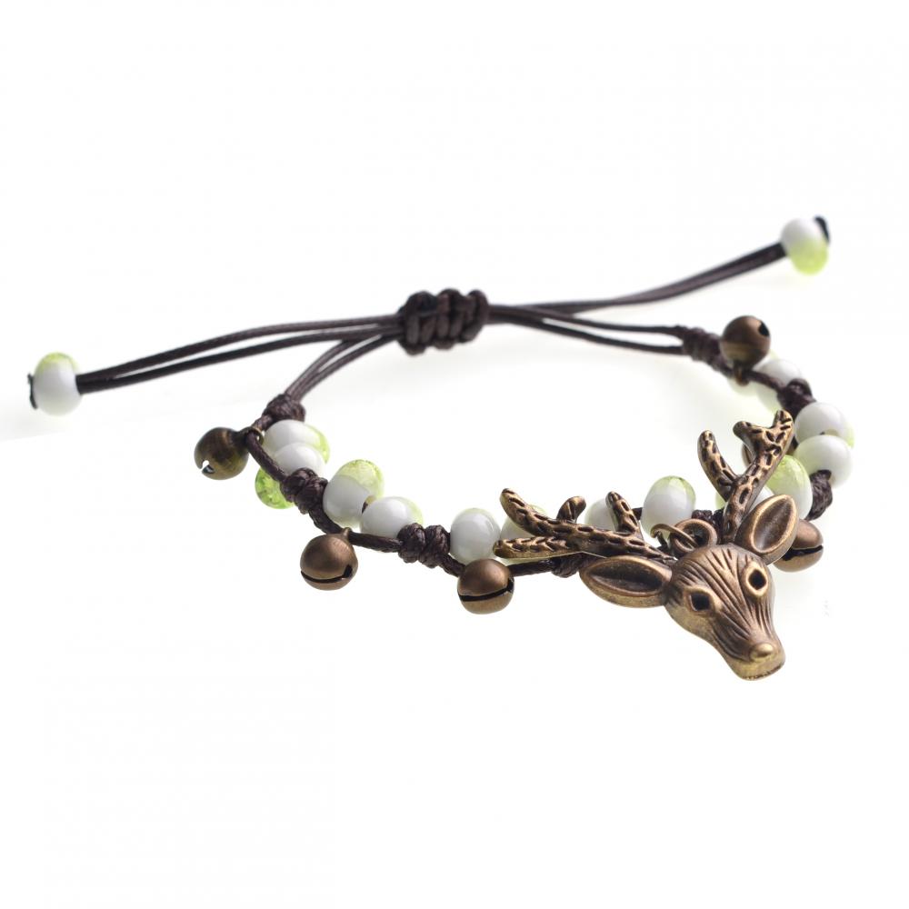 Forêt faite à la main Vintage Bracelet Réglable cloche femme simple bracelet en céramique wapiti accessoires