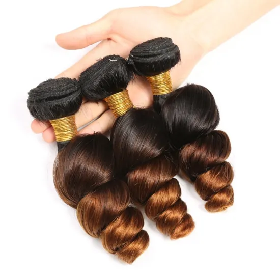 Spark Ombre Brazilian Loose Wave Remy Human Hair Extension, Raw Unprocessed virgin cuticle aligned mink human hair bundles