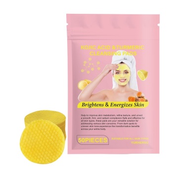 YURHERSU Organic Turmeric Cleansing Pads with Kojic Acid - Non-Irritating Face and Body Skin Brightening Solution (50 Pcs)