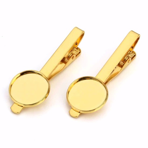 5pcs Gold Color Tie Clip Pin with 16 18 20mm Round Blank Tie Clips Cabochon Base Tie Bar for Men DIY Jewelry Findings