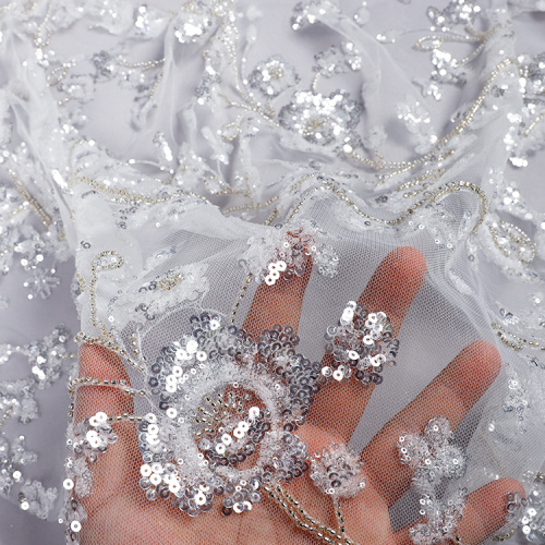 white sequin lace fabric