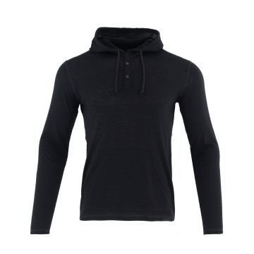 Klassische Festkörpermlerino Wolle 1/4 Knopf Herren Hoodie Pullover