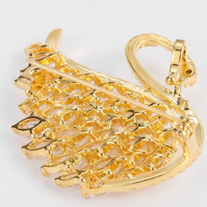 SANKO strass swan pearl designer brooch pins