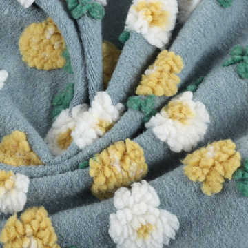 New Products 3D Jacquard One Side OEM Warm Floral Flower Sherpa Berber Fleece Fabric for Children's Clothing Jacket Coat