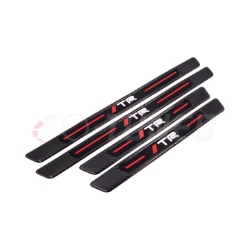 Carbon Fiber Black Rubber Car Door Scuff Sill Cover Protector