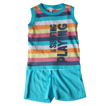 100% cotton jersey boys' clothing set with a tank top and a pair of short pants