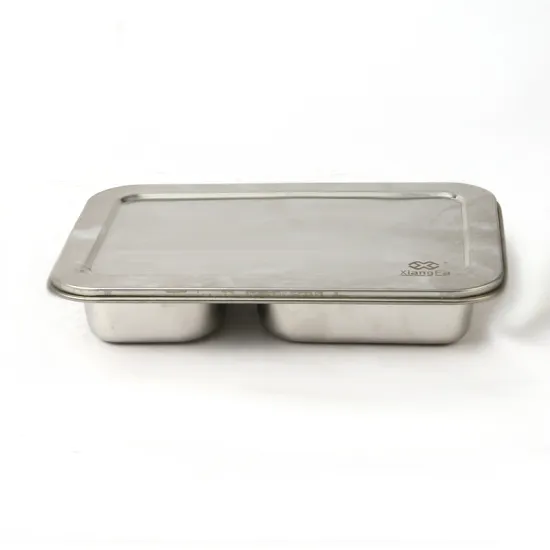 High Quality Stainless Steel Stackable Dinner Plate with 2 Compartments for Canteen