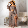 Women Sexy Tassels Hollow Out 2 Piece Outfits