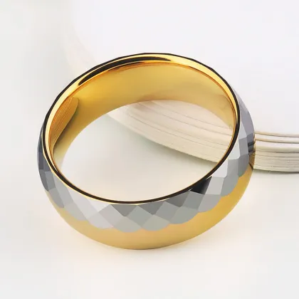 Gold And Silver Mens Tungsten Wedding Ring