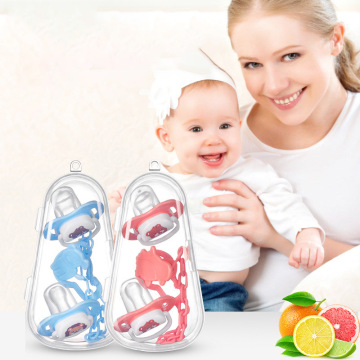 Cartoon Silicone Pacifier Set with Chain for Babies