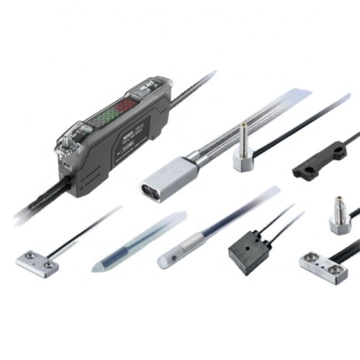 Through Beam Fiber Optic Detection Head and Fiber Unit for Fiber Optic Sensors with Standard Screw Sizes and Connector Widths