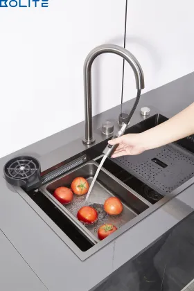 Feiyu Stainless Steel Kitchen Sink - Large Integrated Waterfall Style 304 Stainless Steel Kitchen Sink