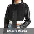 Chaqueta de béisbol de mujer negra corta