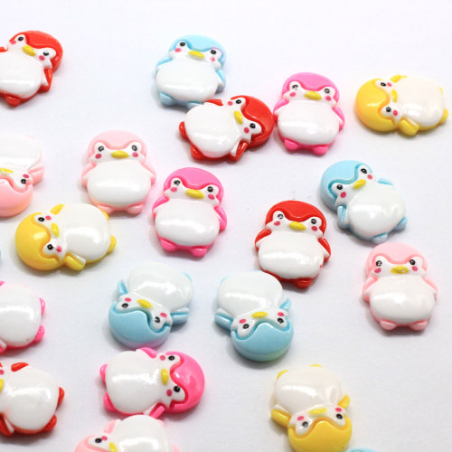 Colorful Little Penguin Shaped Resin Cabochon Beads Spacer 100psc/bag For DIY Decoration Beads Handmade Craft Decor