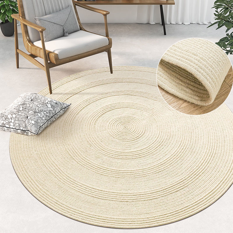 Round Wool Braided Living Room Rug