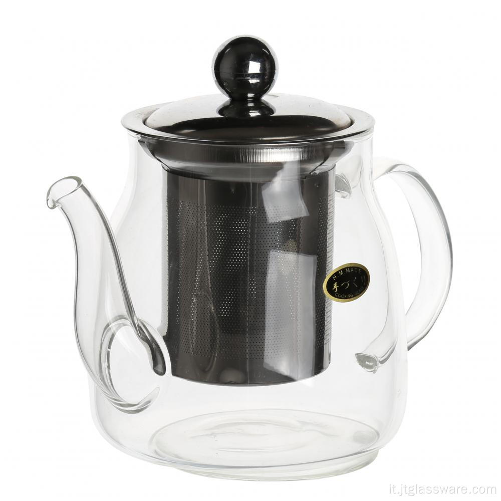 teiera in vetro filtrante per tè con filtro