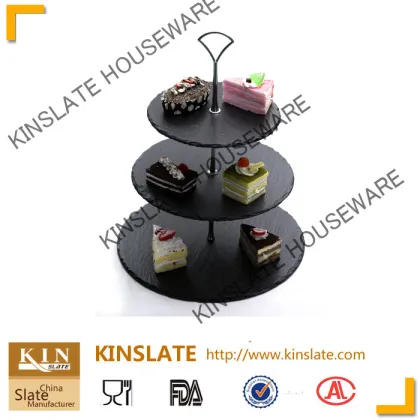 Kinslate Factory Direct Sell slate tableware 3 tier slate cake stand