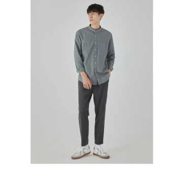 Autumn 2022 Solid Cotton Long Sleeve Cartigan Shirt